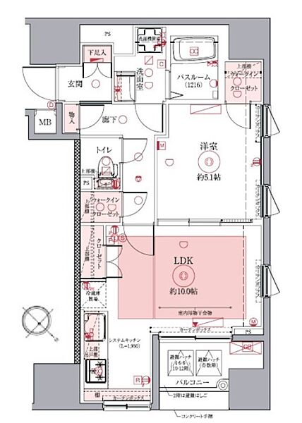 ドムス・スタイル銀座東 1001｜東京都中央区築地６丁目(賃貸マンション1LDK・10階・43.04㎡)の写真 その2