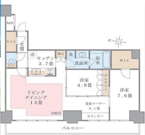 ブリリアイスト東雲キャナルコート 1211｜東京都江東区東雲１丁目(賃貸マンション2LDK・12階・79.72㎡)の写真 その2