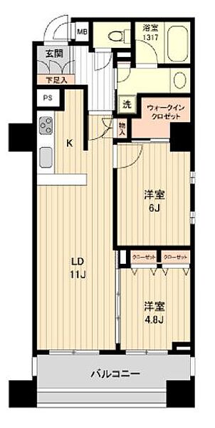 HF銀座レジデンスEAST 801｜東京都中央区築地７丁目(賃貸マンション2LDK・8階・58.80㎡)の写真 その2