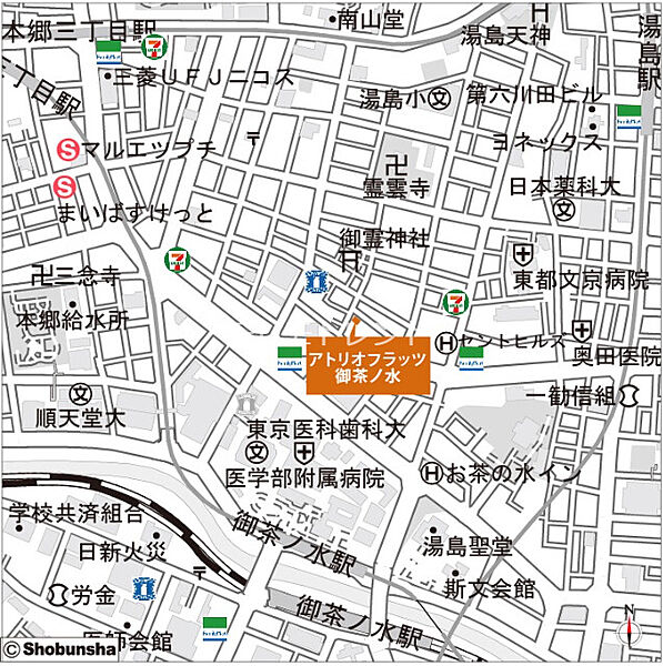 アトリオフラッツ御茶ノ水 103｜東京都文京区湯島2丁目(賃貸マンション1R・1階・18.64㎡)の写真 その3