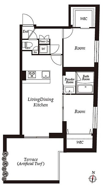 THE CLASS EXCLUSIVE RESIDENCE 101｜東京都目黒区平町1丁目(賃貸マンション2LDK・地下1階・52.97㎡)の写真 その2