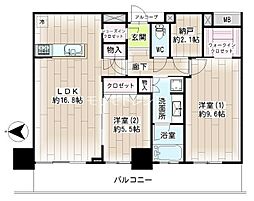 クレッセント川崎タワー 38階2SLDKの間取り