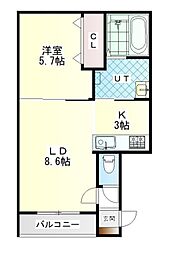 仮)西9南10AP 1LDKの間取図画像