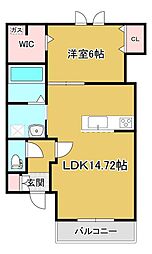 仮)西16南6アパート 1LDKの間取図画像