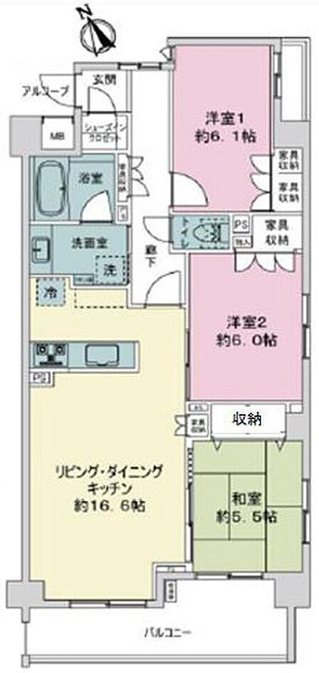 3LDK 間取り