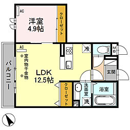 エヴァーラスティング熊谷 1LDKの間取図画像