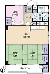 RKB別府マンション2 3LDKの間取図画像