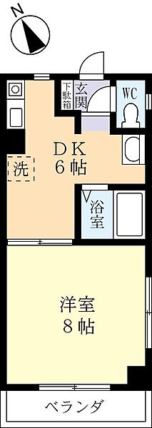 万里ビル 0202｜茨城県水戸市五軒町3丁目(賃貸マンション1DK・2階・28.49㎡)の写真 その2