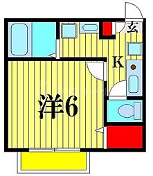 東武野田線 大和田駅 徒歩14分の賃貸アパート 1階1Kの間取り