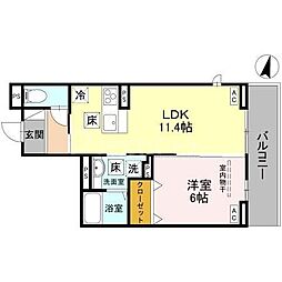 さいたま市北区土呂町1丁目アパート 1LDKの間取図画像