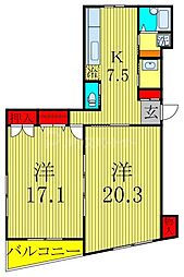 寿まこビル 2階2Kの間取り