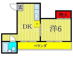 メゾン秦 1DKの間取図画像
