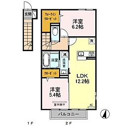 グランデ2 2LDKの間取図画像