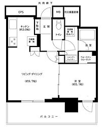 大宮スカイ&スクエアザ・レジデンス 1LDKの間取図画像