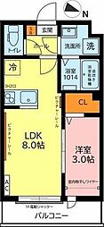 ガーデンヒルズ宮原 1LDKの間取図画像