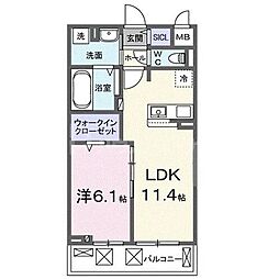 リオラ I 1LDKの間取図画像