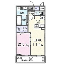 リオラ I 1LDKの間取図画像