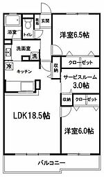 パティオタワー大宮 2SLDKの間取図画像