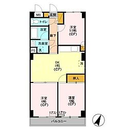 プレジール井山 3DKの間取図画像