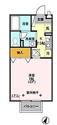 リヴェール 1Kの間取図画像