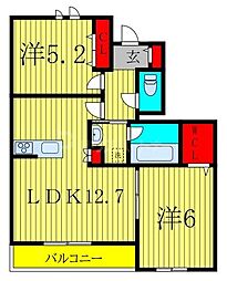メゾン コンフォート 2LDKの間取図画像