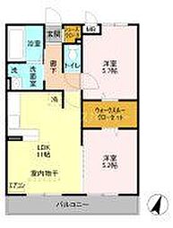 ルーエ本郷 2LDKの間取図画像