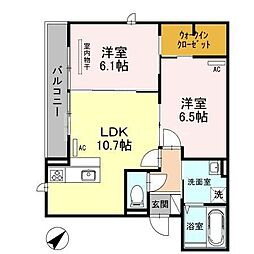 プルミエール大宮七里A 2LDKの間取図画像