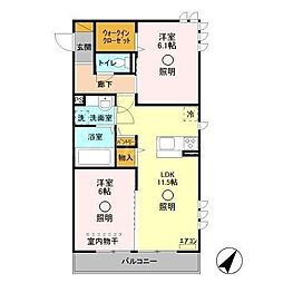 本郷の杜オーカ 1LDKの間取図画像