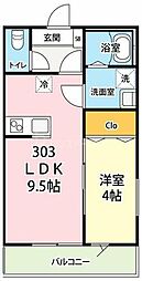 キャメル岩槻加倉 1LDKの間取図画像