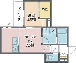 King&Princess1番館 1DKの間取図画像
