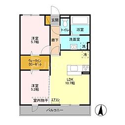バンゴサン大宮 2LDKの間取図画像