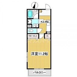 上小MSK 1Kの間取図画像