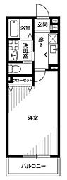 アムールそよ風 1Kの間取図画像