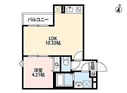 CRASTINE土呂 1LDKの間取図画像