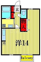 ヴィラセスト ワンルームの間取図画像