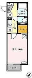 メゾンベール 1Kの間取図画像