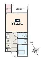 ボヌール指扇 1Kの間取図画像