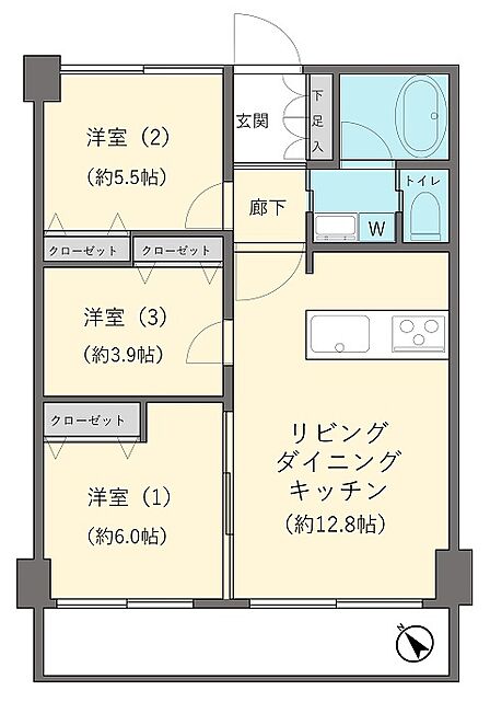 3LDKの間取り。