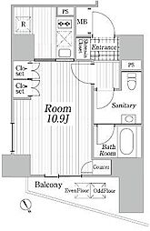 コートヒルズ広尾南 ワンルームの間取図画像
