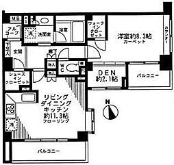 パルテール恵比寿 1SLDKの間取図画像