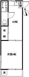河野ビル 3階1Kの間取り