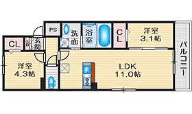 (仮称)　北之坊倉庫(株)様マンション 301 ｜ 大阪府豊中市曽根西町１丁目（賃貸アパート2LDK・3階・43.71㎡） その1