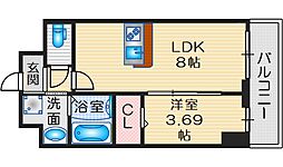 GRAN PASEO 江坂 1LDKの間取図画像
