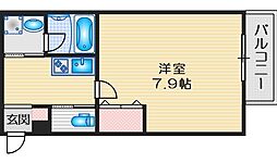 クレセント江坂 1Kの間取図画像