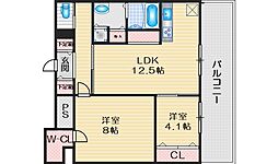 アスール江坂3rd 2LDKの間取図画像
