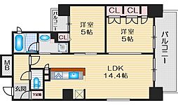 プレミスト江坂 2LDKの間取図画像