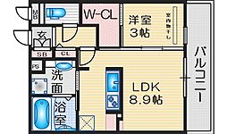 ハイデンス吹田 1LDKの間取図画像