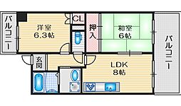 シェーンベルク 2LDKの間取図画像
