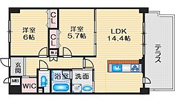 クリスタルスイタタカハマ 1SLDKの間取図画像