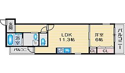 フジパレス庄内 1LDKの間取図画像